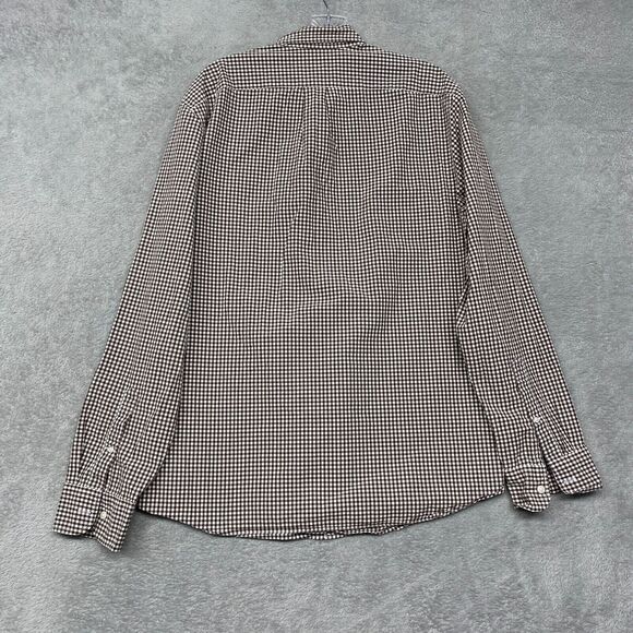 J Crew Shirt Mens Large Brown Check Plaid Button Down Slim‎ Lightweight Cotton - Picture 7 of 10